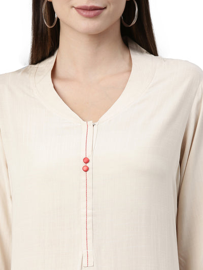 Neeru's Cream Color Undefined Fabric Kurta