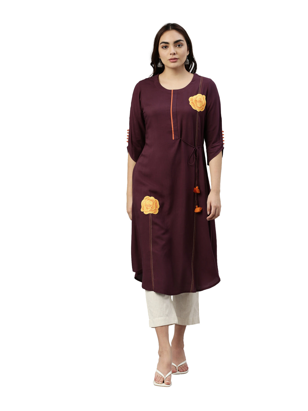 Neeru's Wine Color Rayon Fabric Kurta