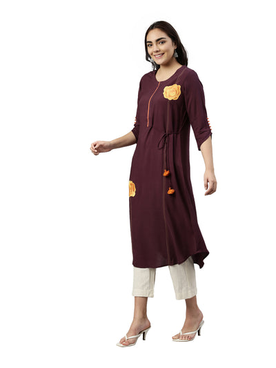 Neeru's Wine Color Rayon Fabric Kurta