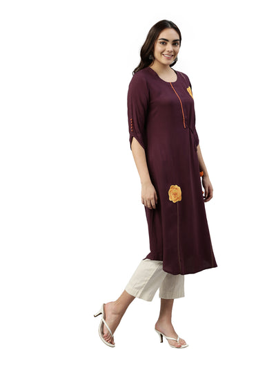 Neeru's Wine Color Rayon Fabric Kurta