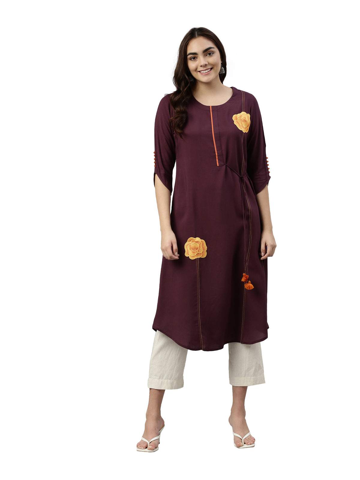 Neeru's Wine Color Rayon Fabric Kurta