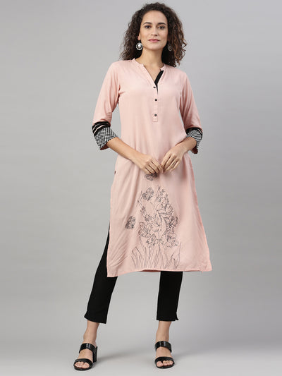 Neeru's Peach Color Rayon Fabric Kurta