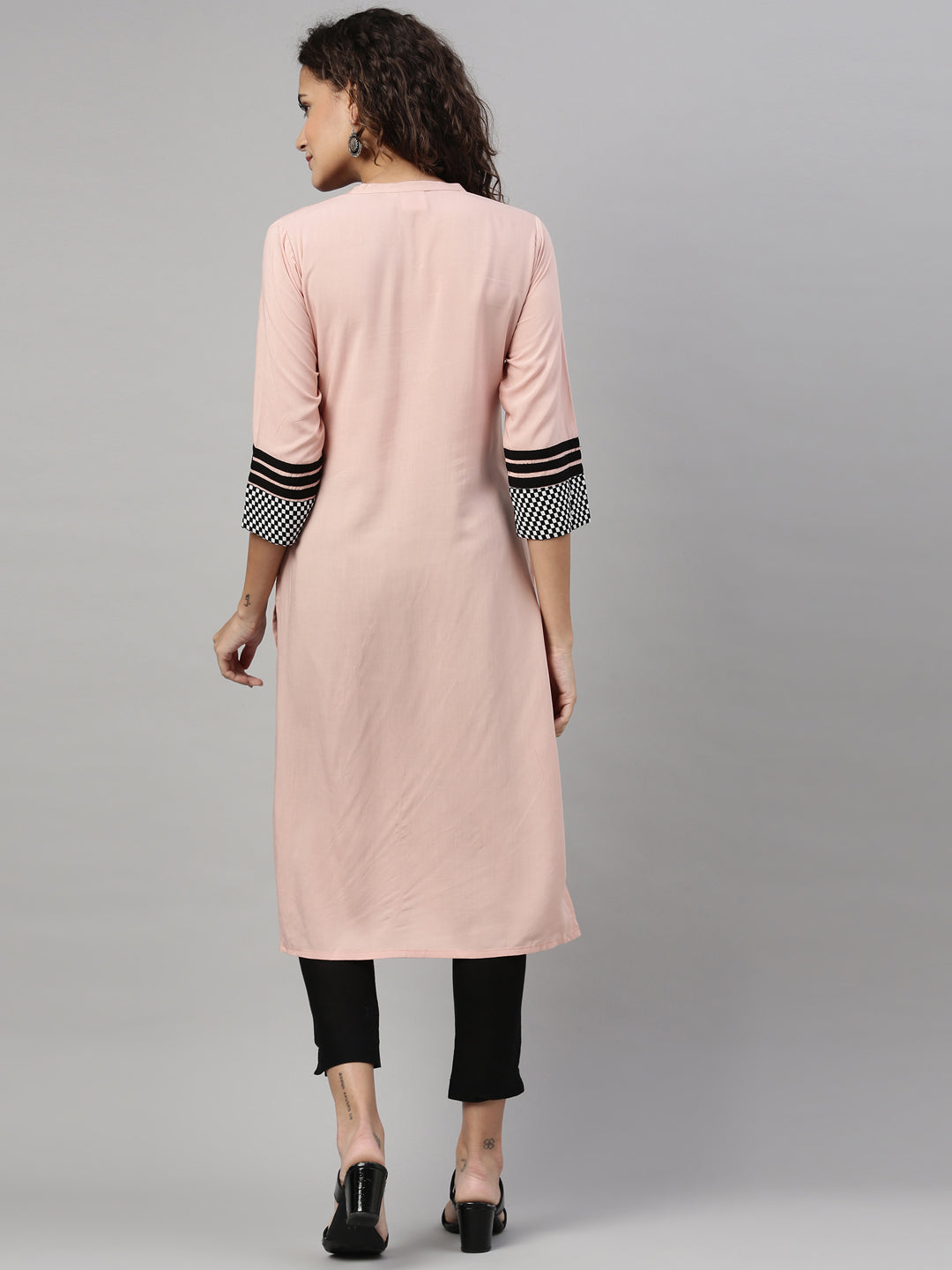 Neeru's Peach Color Rayon Fabric Kurta