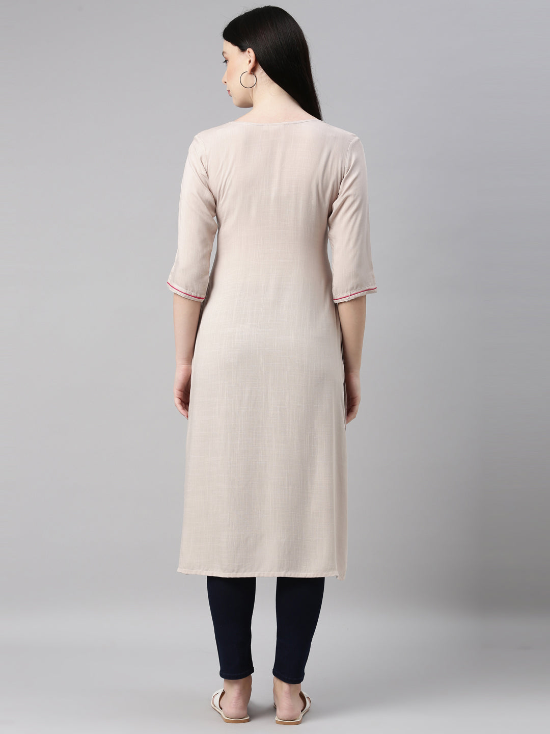 Neeru's L Beige Color Undefined Fabric Kurta