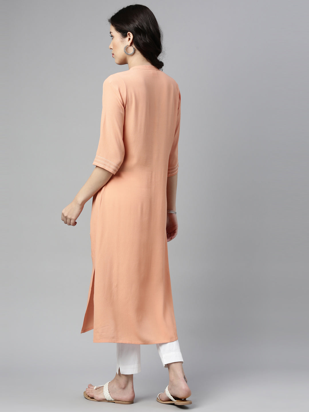 Neeru's Peach Color Chiffon Fabric Kurta