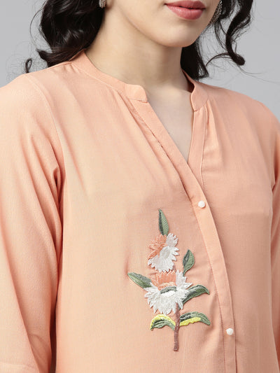 Neeru's Peach Color Chiffon Fabric Kurta