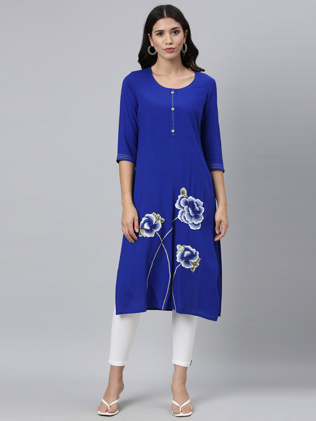 Neeru's Royal Blue Color Rayon Fabric Kurta