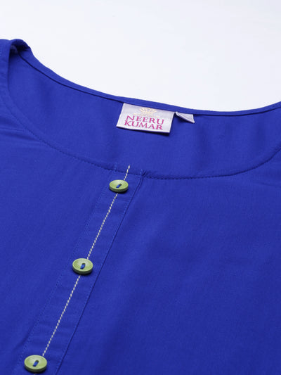 Neeru's Royal Blue Color Rayon Fabric Kurta