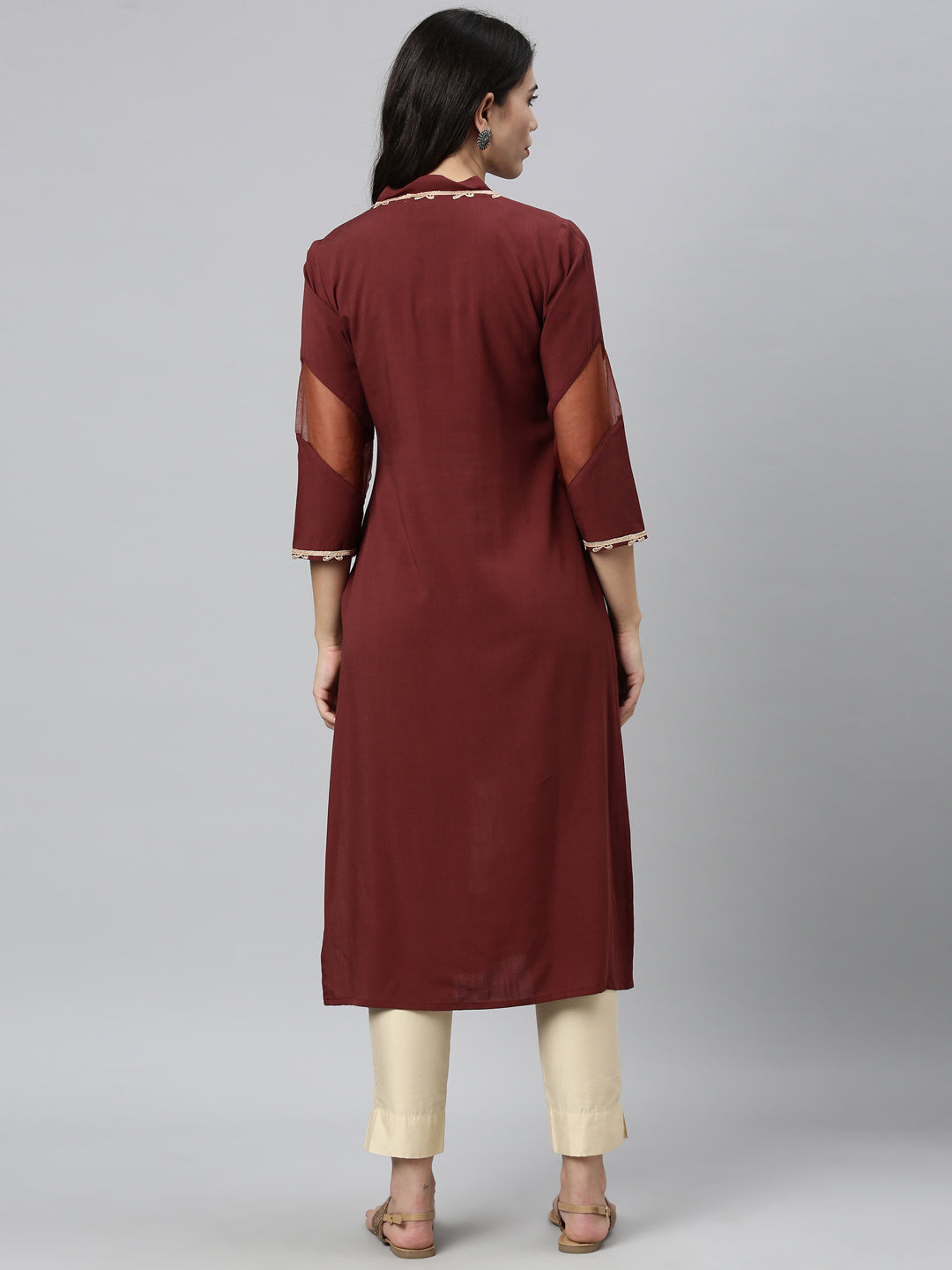 Neeru's Brown Color Slub Rayon Fabric Kurta