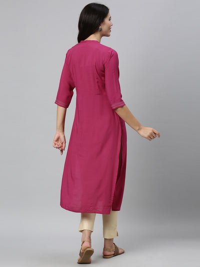 Neeru's Rani Pink Color Rayon Fabric Kurta