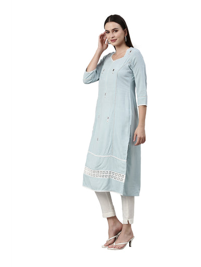 Neeru's Aqua Color Rayon Fabric Kurta