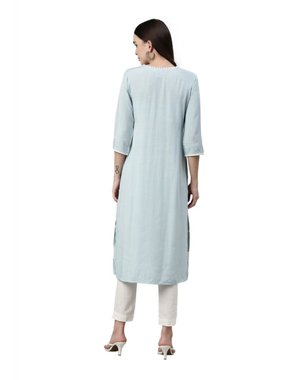 Neeru's Aqua Color Rayon Fabric Kurta