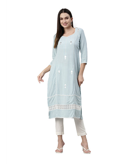 Neeru's Aqua Color Rayon Fabric Kurta