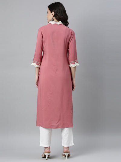 Neeru's Onion Color Rayon Fabric Kurta