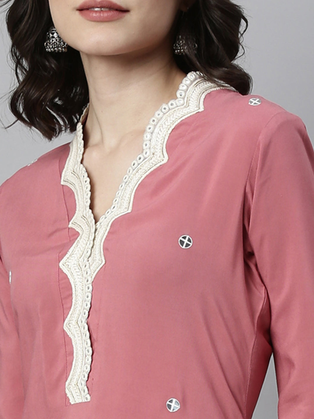 Neeru's Onion Color Rayon Fabric Kurta