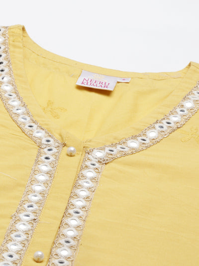 Neeru's Yellow Color Cotton Fabric Kurta