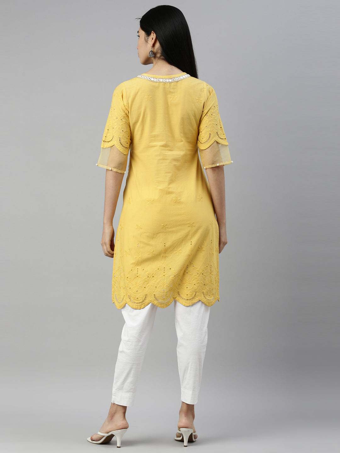 Neeru's Yellow Color Cotton Fabric Kurta