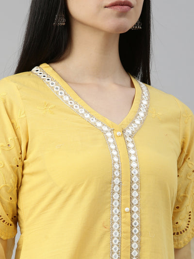 Neeru's Yellow Color Cotton Fabric Kurta