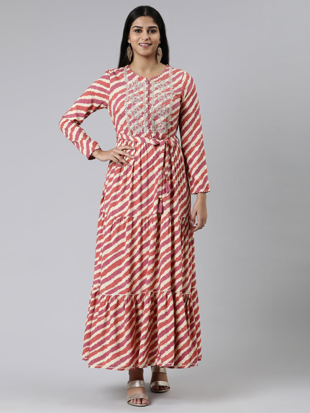 Neeru's Rust Straight Printed Viscose Rayon Kurtas