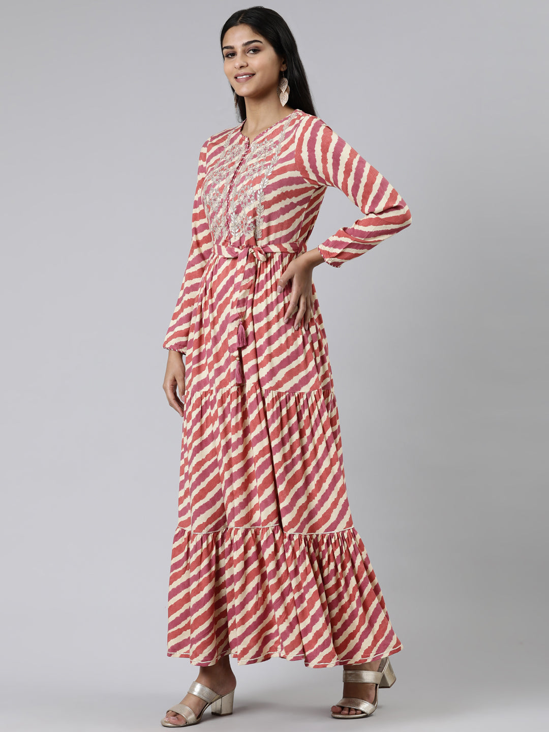 Neeru's Rust Straight Printed Viscose Rayon Kurtas