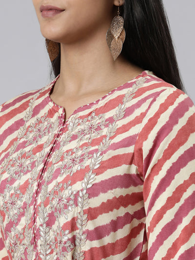 Neeru's Rust Straight Printed Viscose Rayon Kurtas