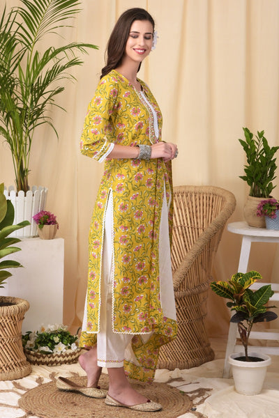 Neeru's Mustard Colour Cotton Fabric Suit