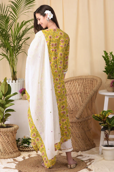 Neeru's Mustard Colour Cotton Fabric Suit