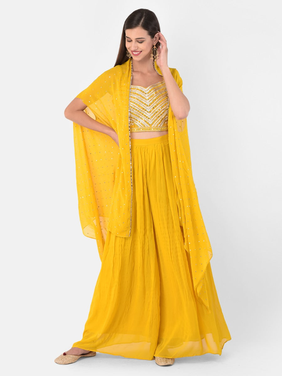 Neeru's Yellow Color Georgette Fabric Suit-Fusion