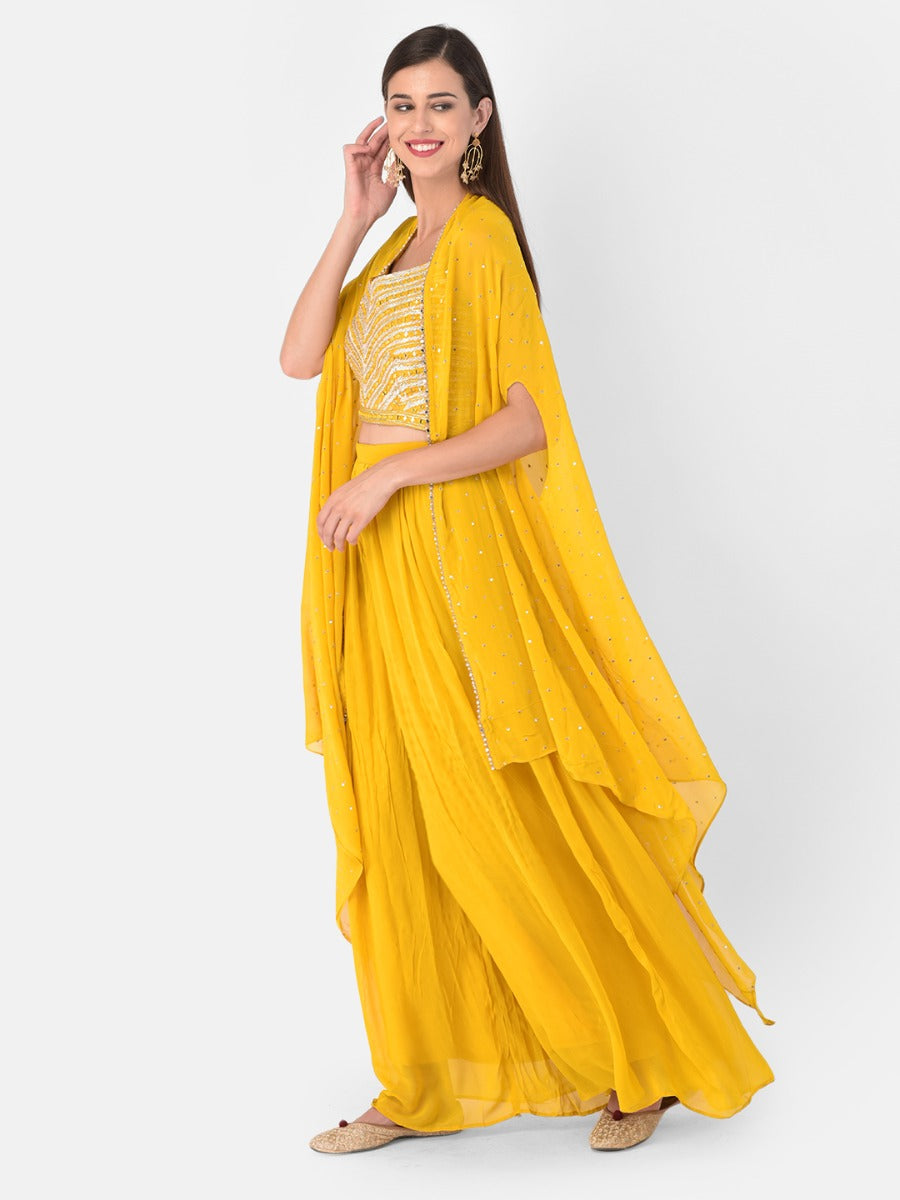 Neeru's Yellow Color Georgette Fabric Suit-Fusion