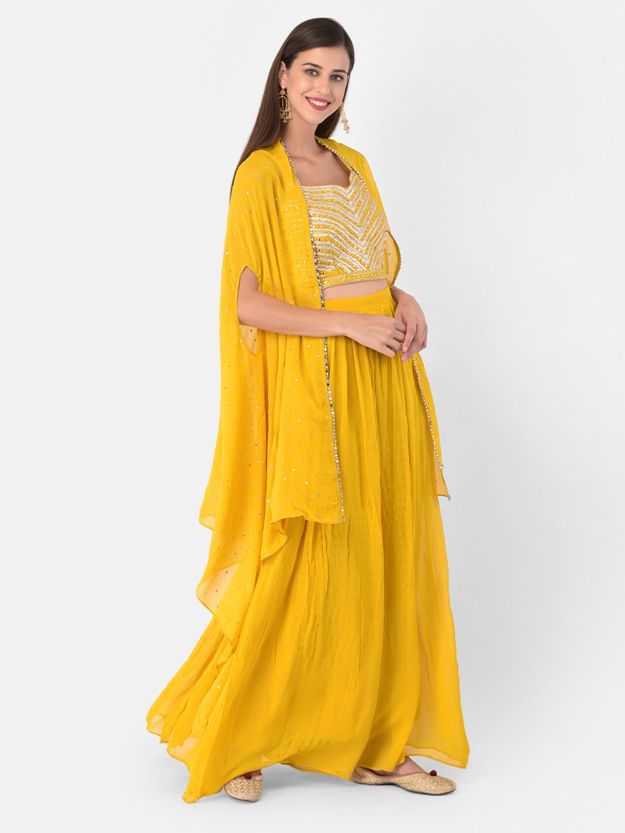 Neeru's Yellow Color Georgette Fabric Suit-Fusion